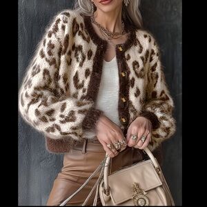 Leopard Print Fuzzy Cardigan